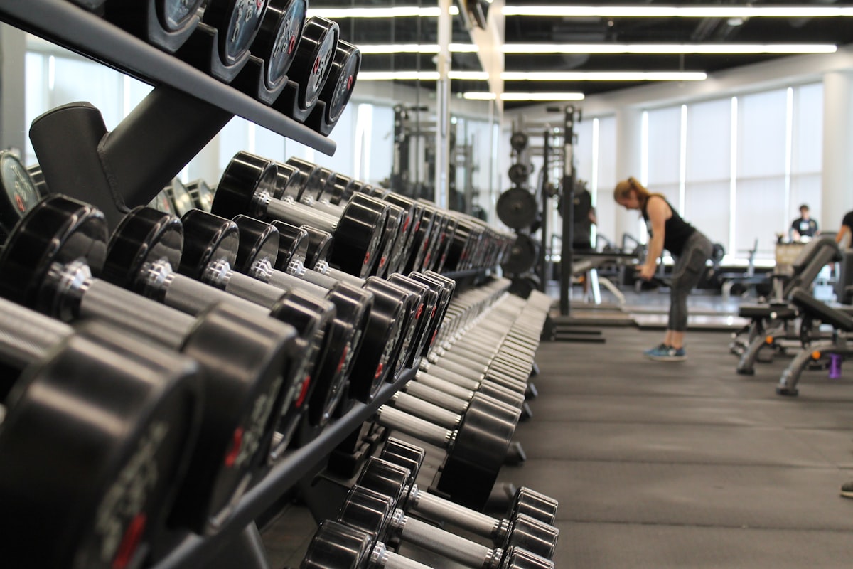 Modern gym with weights and equipment