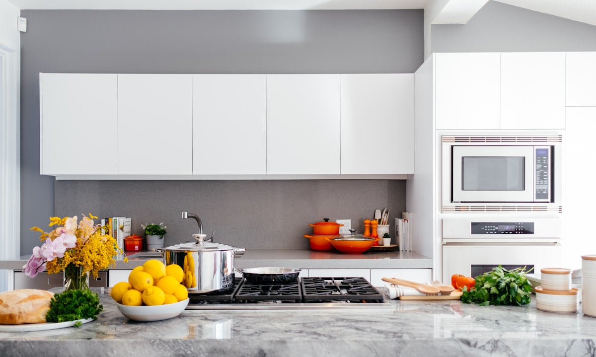Modern kitchen with under-cabinet LED lighting