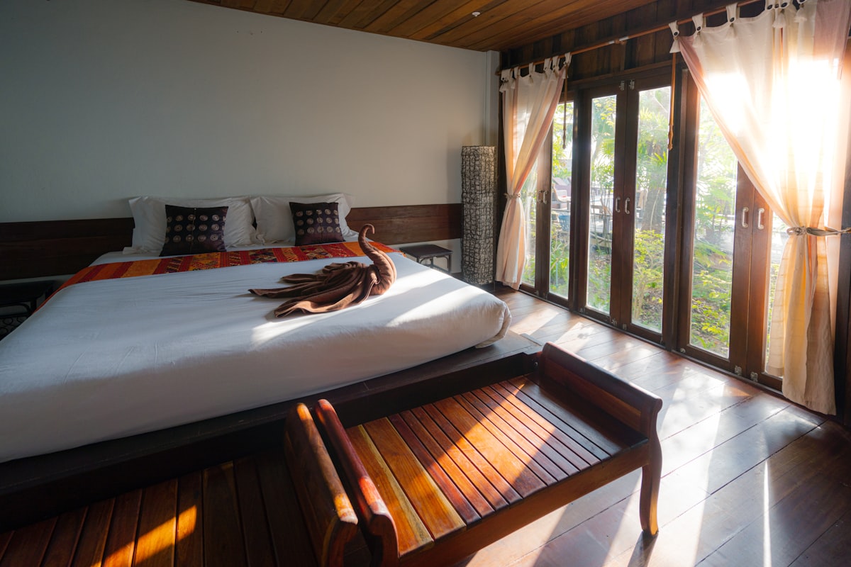 Spacious suite with sitting area and large windows