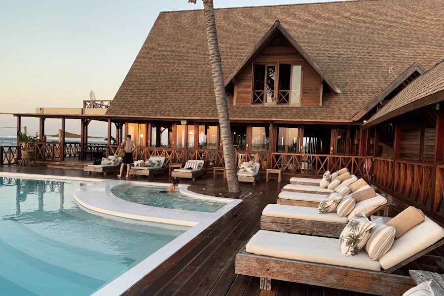 Boutique hotel suite with warm lighting