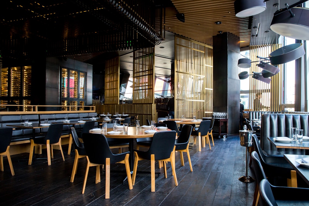 Restaurant interior with warm lighting