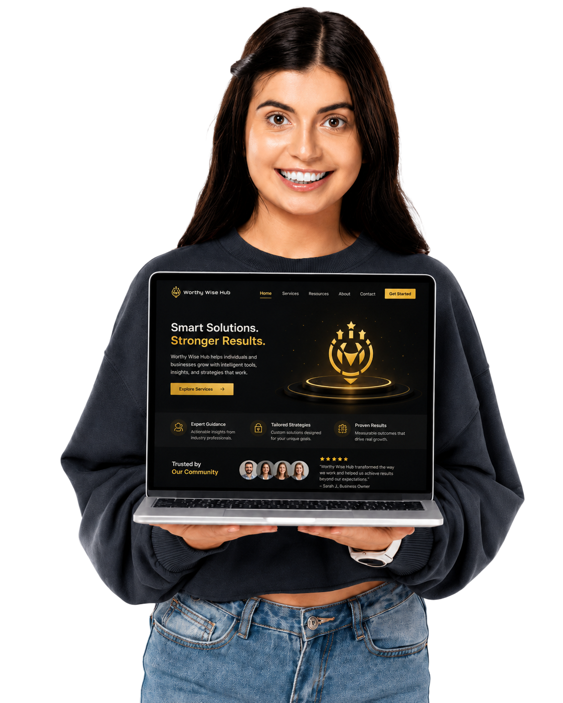 Small-business owner holding a laptop