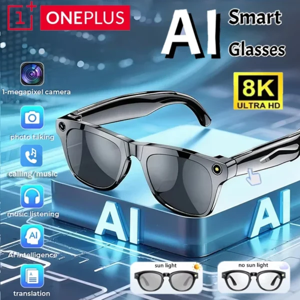 OnePlus 8k AI Smart Glasses with 100MP Camera, Bluetooth Calling & Touch Control